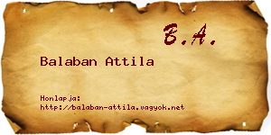 Balaban Attila névjegykártya